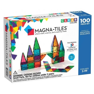 Magna-Tiles Μαγνητικό Παιχνίδι - Clear Colors 100 Set (04300)