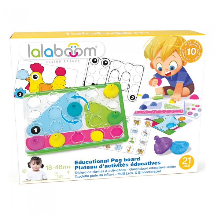 Πρωτα παιχνιδια μωρου - Εκπαιδευτικα παιχνιδια - Lalaboom Βρεφικό Παιχνίδι Πίνακας Παιχνιδιού με 10τμχ Χάντρες lego