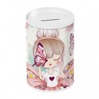 Must Κουμπαράς Μεταλλικός 10x15εκ - Butterfly Girl (585039)