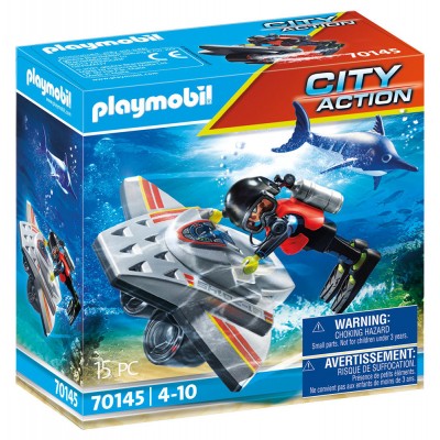 Playmobil City Action - Επιχείρηση Πυρόσβεσης με Καταδυτικό Scooter (70145)