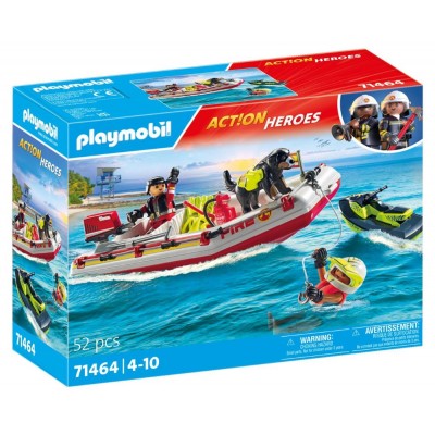 Playmobil City Action - Φουσκωτό Σκάφος Πυροσβεστικής με Θαλάσσιο Scooter (71464)