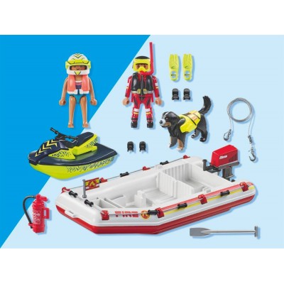 Playmobil City Action - Φουσκωτό Σκάφος Πυροσβεστικής με Θαλάσσιο Scooter (71464)