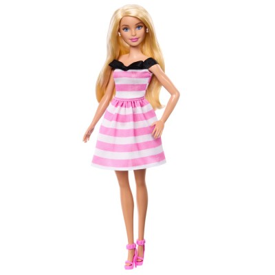 Barbie Κούκλα Ριγέ Φόρεμα - 65 Χρόνια (HTH66)