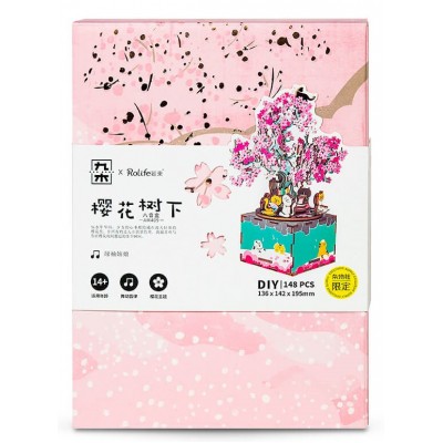Robotime 3D Ξύλινη Κατασκευή Μουσικό Κουτί - Cherry Blossom Tree (ΑΜ409)
