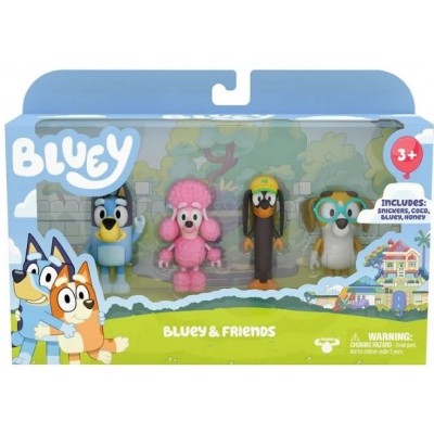 Bluey Φιγούρες Σετ 4 Pack Bluey & Friends (BLY01110A / BLY01000)