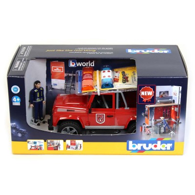 Bruder Πυροσβεστικός Σταθμός με Land Rover και Πυροσβέστη (#BR062701)