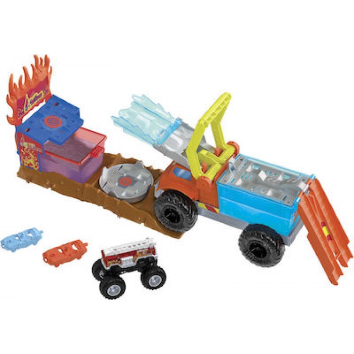 Hot Wheels Monster Trucks - Σετ Χρωμοκεραυνών Πυροσβεστικό (HPN73) οχηματα - πιστες - τρενα - γκαραζ