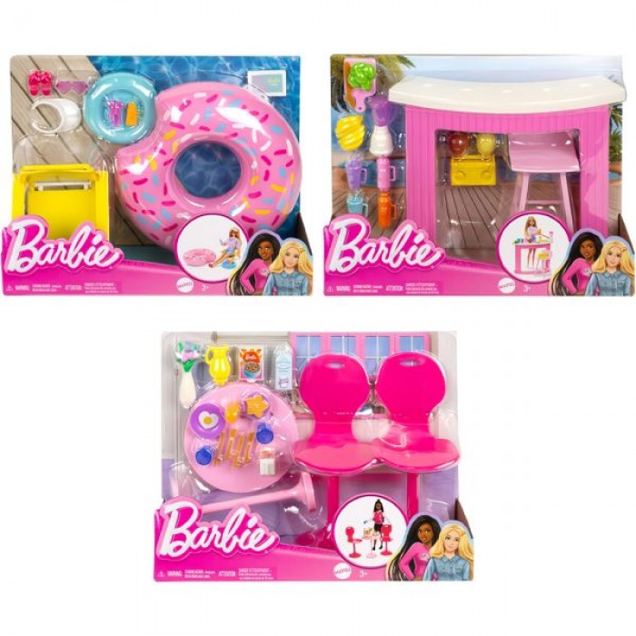 Barbie Έπιπλο Σετ Παιχνιδιού - 3 Σχέδια (HPT51) Κούκλες Μόδας