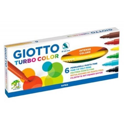 Μαρκαδόροι Ζωγραφικής Λεπτοί 6τμχ Turbo Color  Giotto (45814)