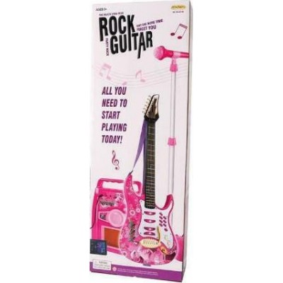 Rock Guitar Με Ενισχυτή και Μικρόφωνο Ροζ (29.8010D)