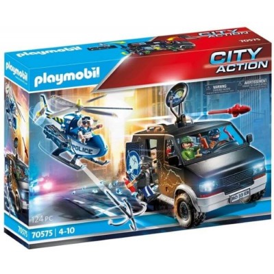 Playmobil City Action Αστυνομικό Ελικόπτερο και Ληστές με Βαν