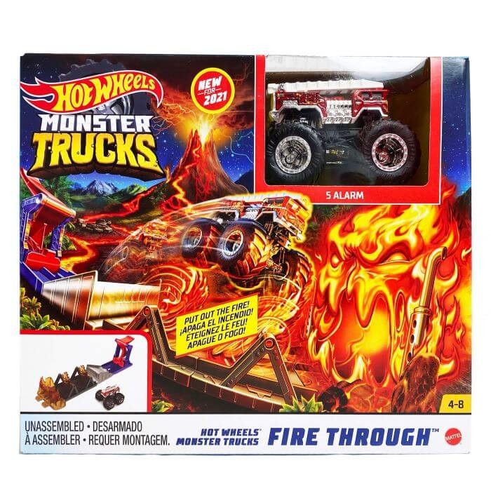 Hot Wheels Monster Trucks Σετ Παιχνιδιού Fire Through (#GYL09 / GYL12) οχηματα - πιστες - τρενα - γκαραζ