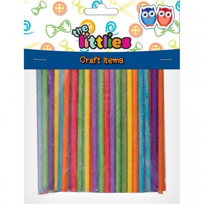 The Littles Ξυλάκια Κυλινδρικά Χειροτεχνίας Χρωματιστά 100τμχ