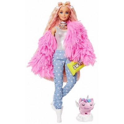 Barbie Extra Doll Fluffy Pink Jacket (#GRN28)